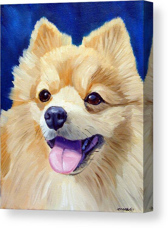 Pomeranian Dog Canvas Print featuring the painting Pomeranian by Lyn Cook