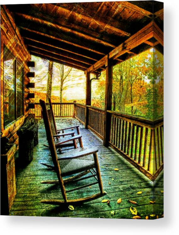 Painting Canvas Print featuring the digital art Porch Front by Digital Art Cafe