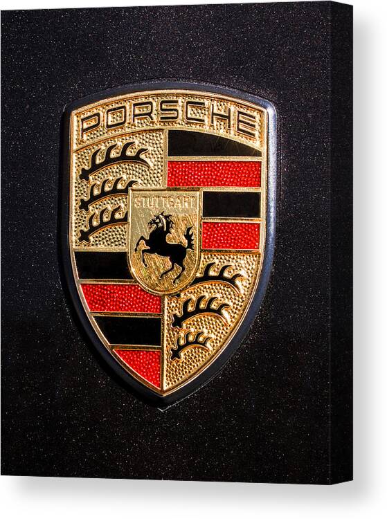 Porsche Logo Canvas Print featuring the photograph Porsche Emblem -211C by Jill Reger