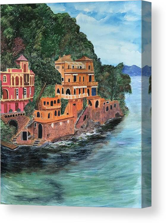 Porto Fino Canvas Print featuring the painting Porto Fino by Tony Rodriguez