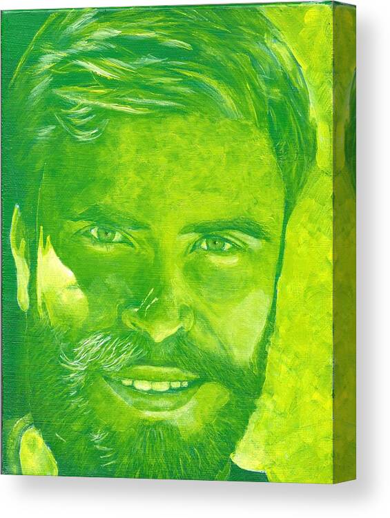Portrait Canvas Print featuring the painting Portrait in green by John Neeve