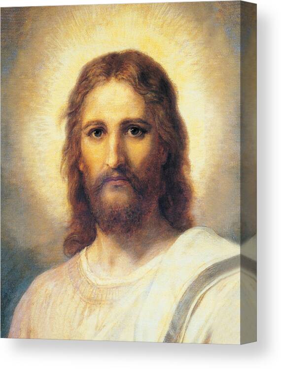 Portrait Jesus Christ Canvas Print featuring the painting Portrait Of Jesus Christ by Heinrich Hofmann