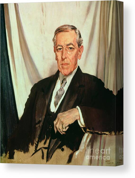 Portrait Of Woodrow Wilson Canvas Print featuring the painting Portrait of Woodrow Wilson by William Orpen