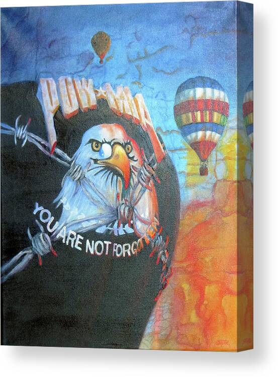 Realistic Canvas Print featuring the painting POW-MIA Never Forget by Sherry Strong