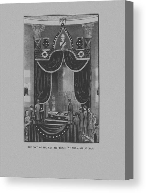 Abe Lincoln Canvas Print featuring the drawing President Abraham Lincoln Lying In State by War Is Hell Store