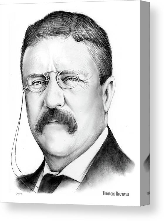 President Canvas Print featuring the drawing President Theodore Roosevelt 2 by Greg Joens