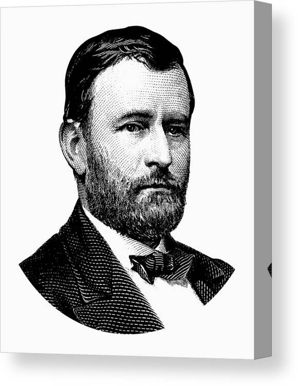 Ulysses Grant Canvas Print featuring the digital art President Ulysses S. Grant Graphic White 2 by War Is Hell Store