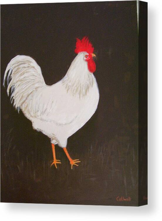 Rooster Canvas Print featuring the painting Pretty Boy by Fran Caldwell