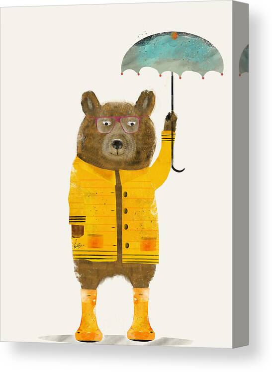 Bears Canvas Print featuring the painting Puddle Bear by Bri Buckley