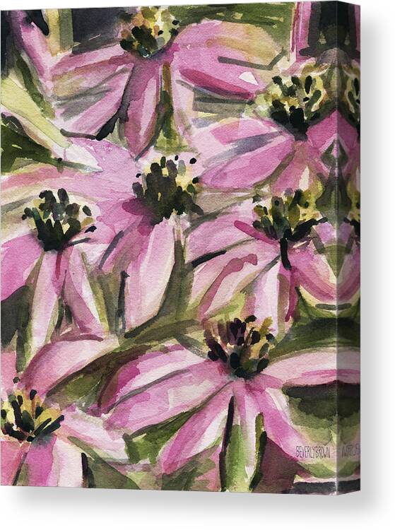 Floral Canvas Print featuring the painting Purple Coneflowers by Beverly Brown Prints