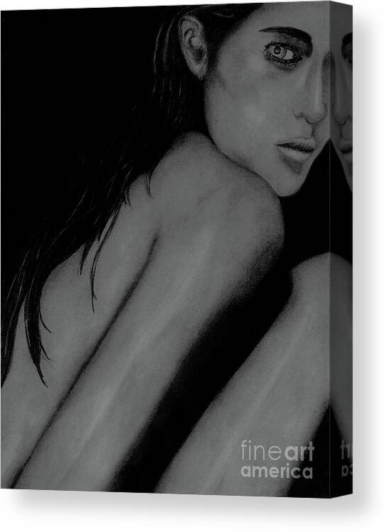 Woman.figurative Canvas Print featuring the drawing Puzzling by John Stuart Webbstock