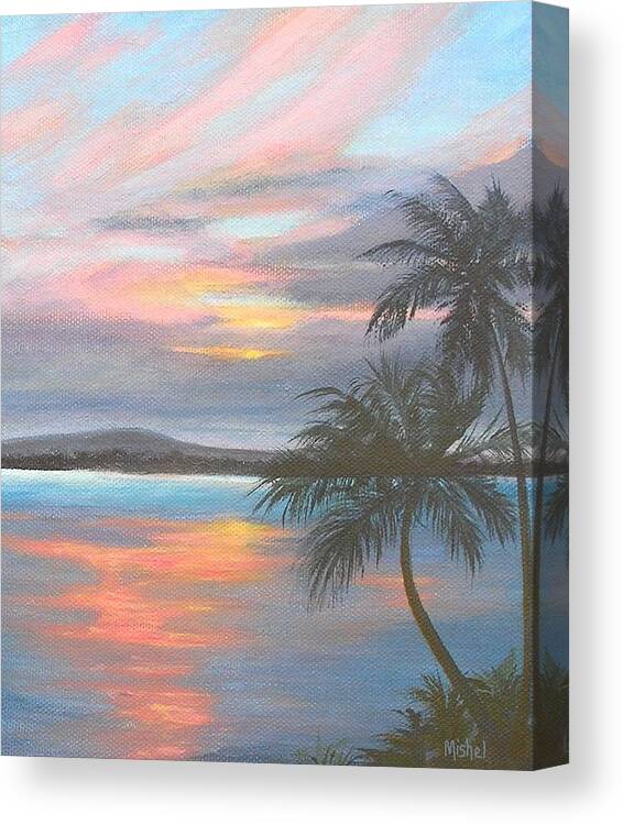 Sunset Canvas Print featuring the painting PV Skies by Mishel Vanderten