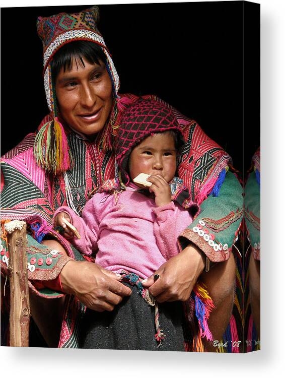 Quechuan Canvas Print featuring the photograph Quechuan Father and Son - Peru by Christopher Byrd