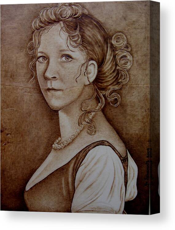 Pyrography Canvas Print featuring the pyrography Queen of Prussia by Jo Schwartz