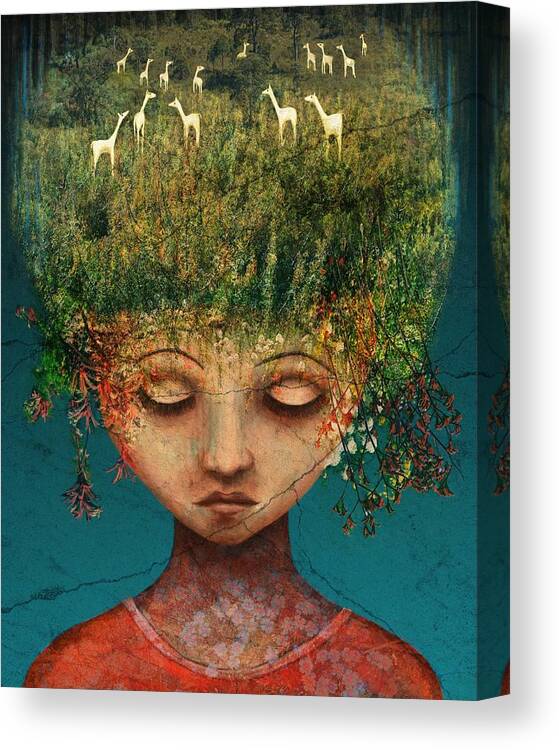 Girl Canvas Print featuring the digital art Quietly Wild by Catherine Swenson