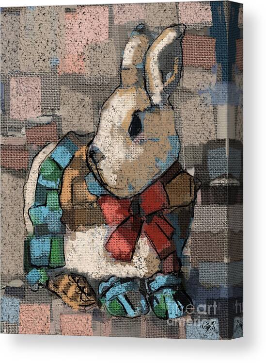 Bunny Canvas Print featuring the painting Rabbit Socks by Carrie Joy Byrnes