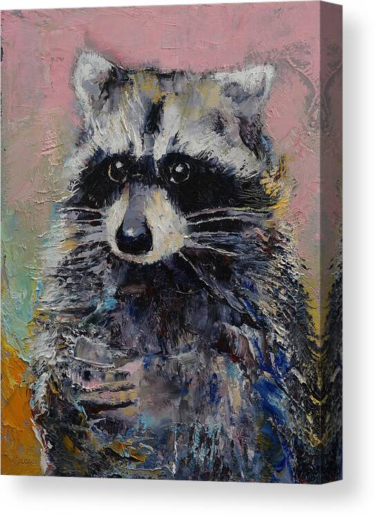 Art Canvas Print featuring the painting Raccoon by Michael Creese