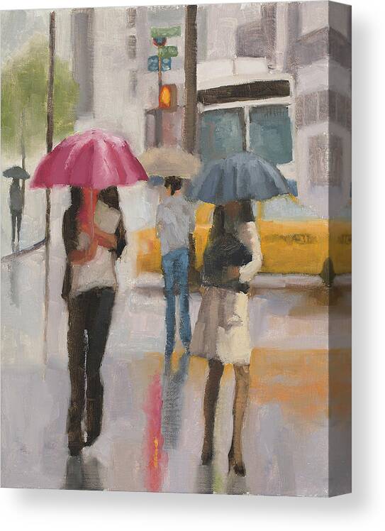 Rain Canvas Print featuring the painting Rain walk by Tate Hamilton