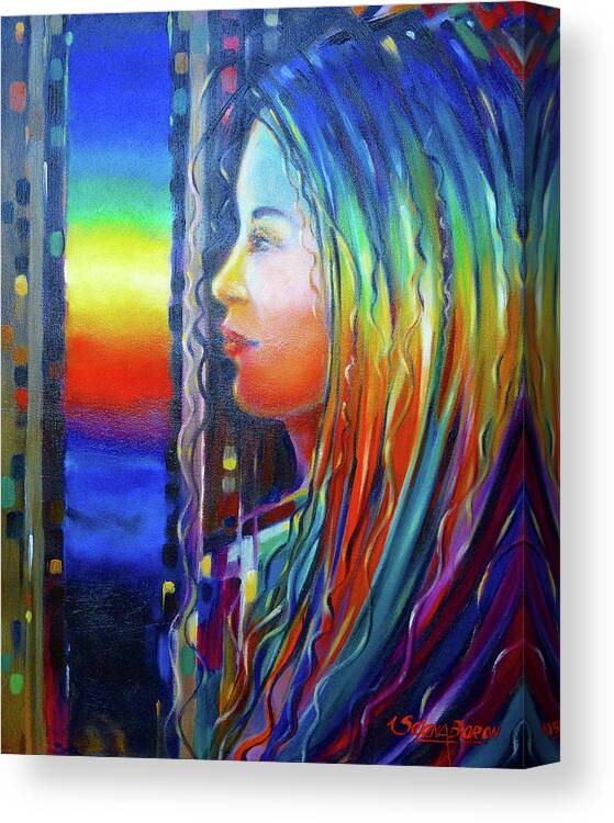 Original Canvas Print featuring the painting Rainbow Girl 241008 #4 by Selena Boron