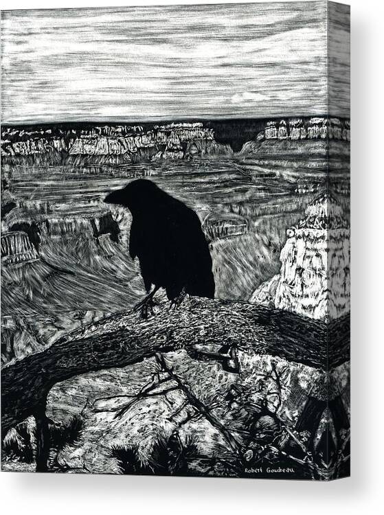 Landscape Canvas Print featuring the painting Raven Spirit by Robert Goudreau
