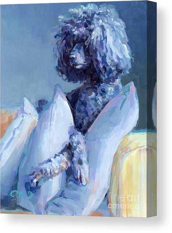 Black Dog Canvas Print featuring the painting Ready For Her Closeup by Kimberly Santini