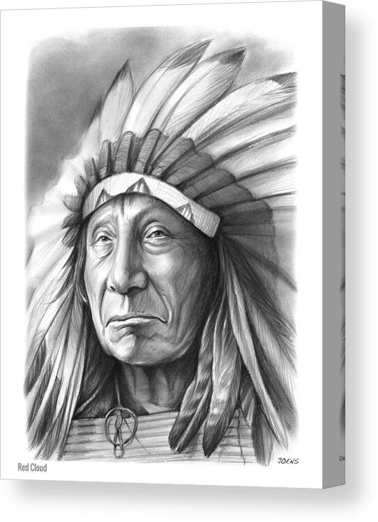 Red Cloud Canvas Print featuring the drawing Red Cloud by Greg Joens
