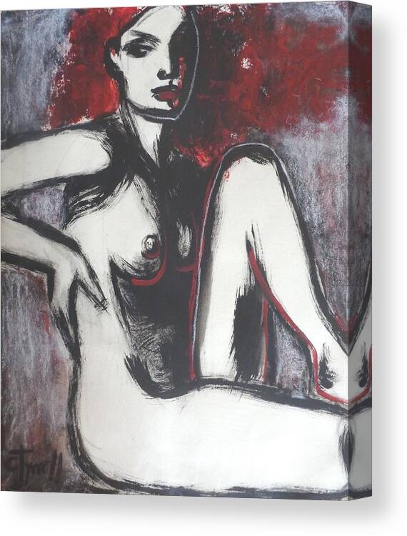 Carmen Tyrrell Canvas Print featuring the painting Red Haired Nude Lady 1 by Carmen Tyrrell