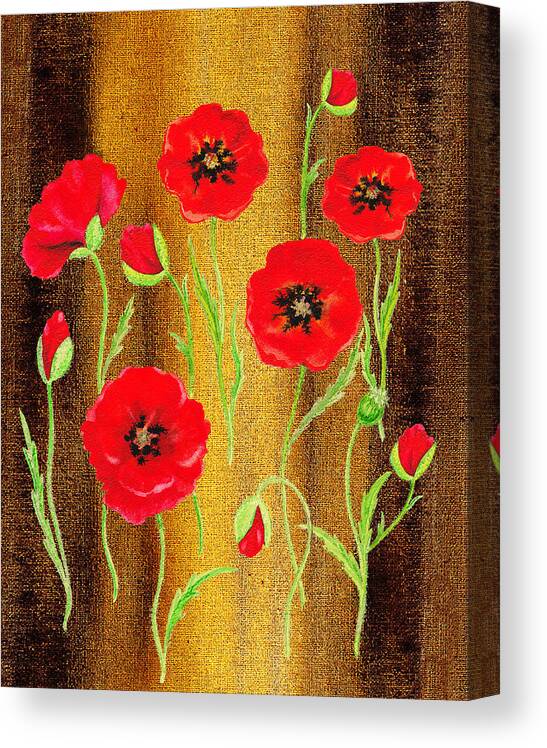 Poppies Canvas Print featuring the painting Red Poppies Warm Collage by Irina Sztukowski