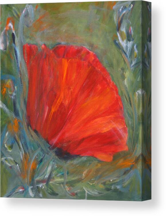 Red Poppy Canvas Print featuring the painting Red Poppy by Denice Palanuk Wilson