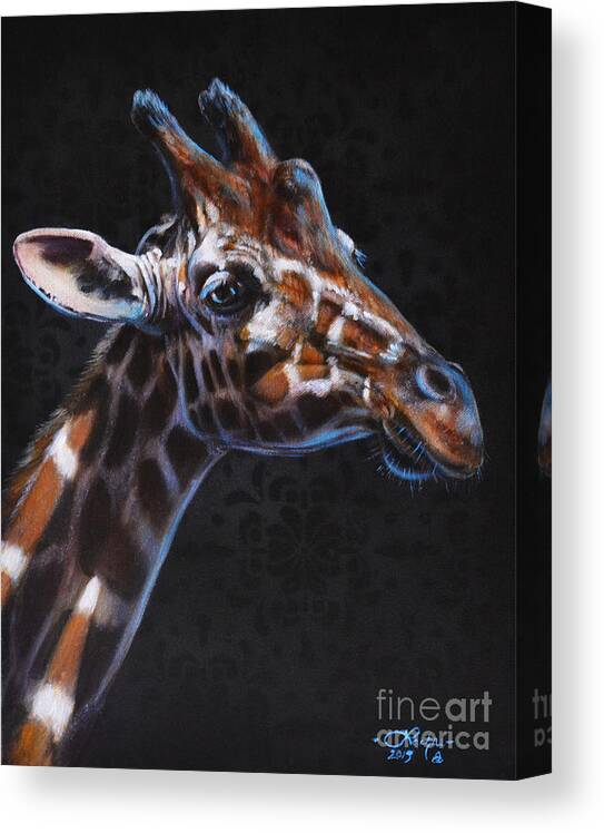 Giraffe Canvas Print featuring the painting Reflect by Lachri
