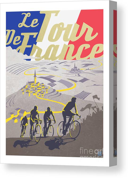#faatoppicks Canvas Print featuring the painting Retro Tour de France by Sassan Filsoof