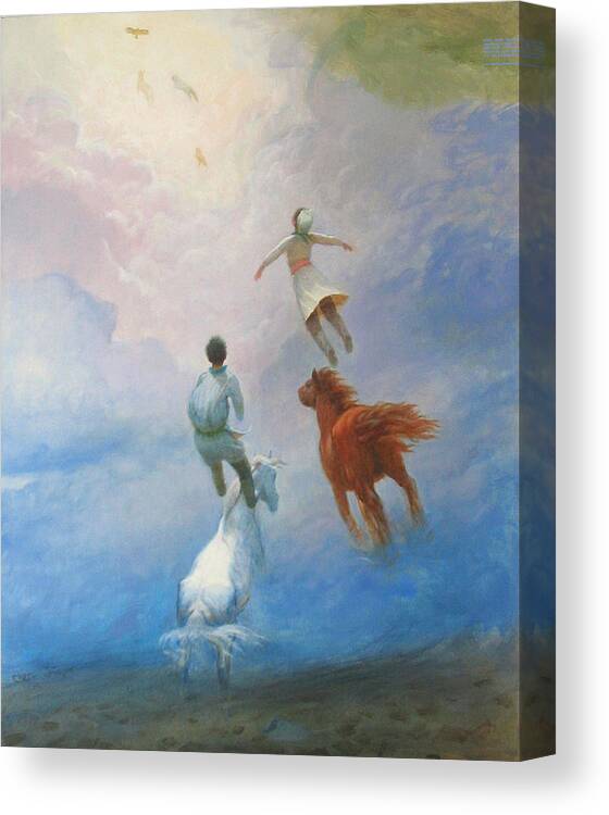 Nature Canvas Print featuring the painting Return Heaven by Ji-qun Chen