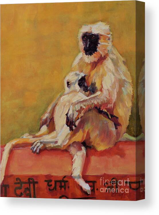 Monkey Canvas Print featuring the painting Rishekesh by Patricia A Griffin