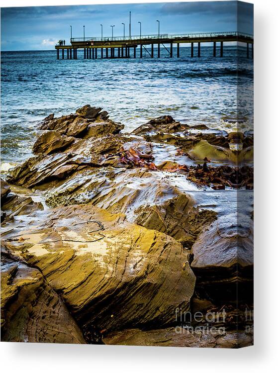 Rocks Canvas Print featuring the photograph Rock Pier by Perry Webster