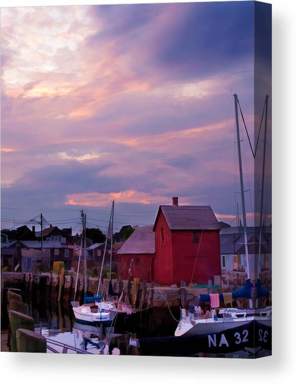 New England Canvas Print featuring the photograph Rockport sunset over Motif #1 by Jeff Folger