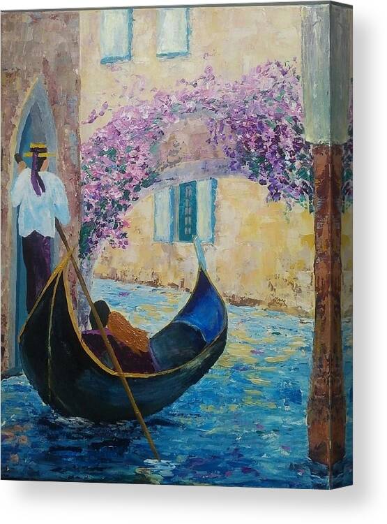 Venice Canvas Print featuring the painting Romance in Venice by Lynne McQueen