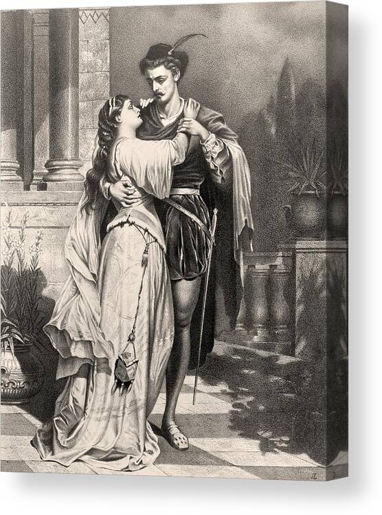 Juliet Canvas Print featuring the drawing Romeo And Juliet After A 19th Century by Vintage Design Pics