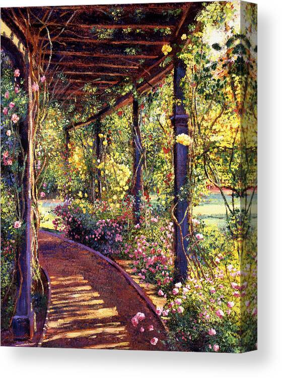 Flowers Canvas Print featuring the painting Rose Arbor Toluca Lake by David Lloyd Glover