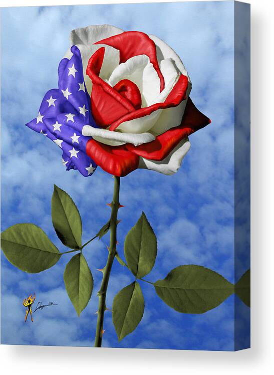 Flag Canvas Print featuring the digital art Rose White And Blue by Doug Schramm