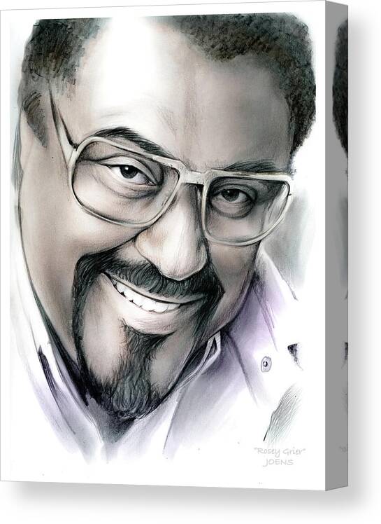 Rosey Grier Canvas Print featuring the drawing Rosey Grier by Greg Joens