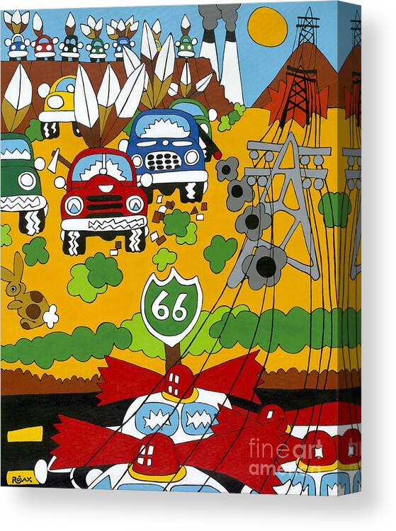Desert Canvas Print featuring the painting Route 66 by Rojax Art