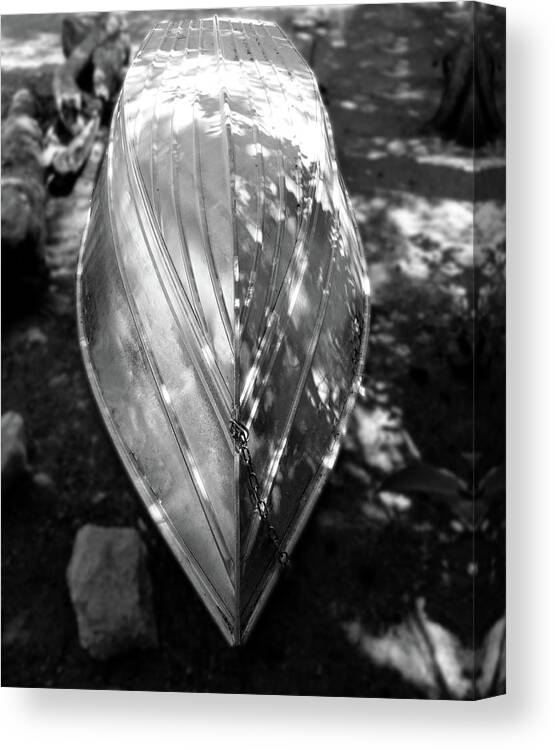 Boat Canvas Print featuring the photograph Rowboat in Black and White by Alan Socolik