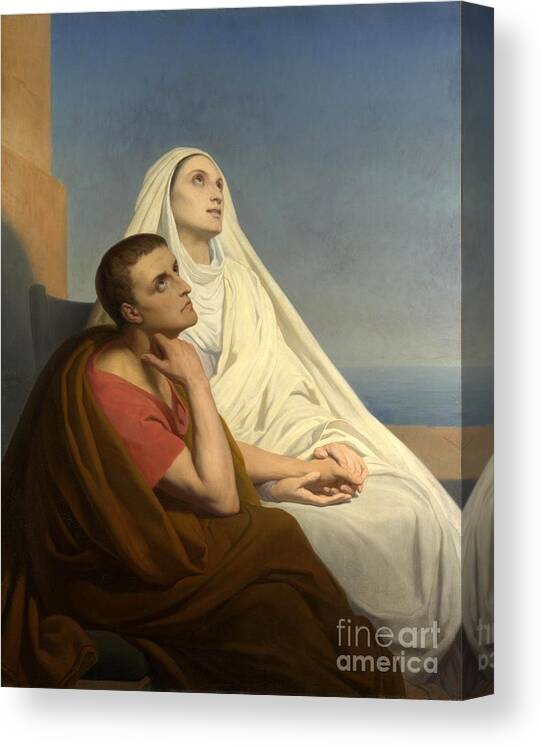 Ary Scheffer Canvas Print featuring the painting Saint Augustine and Saint Monica by MotionAge Designs