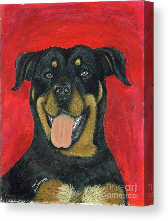 Dog Canvas Print featuring the painting Sam the Rottewieler by Ania M Milo