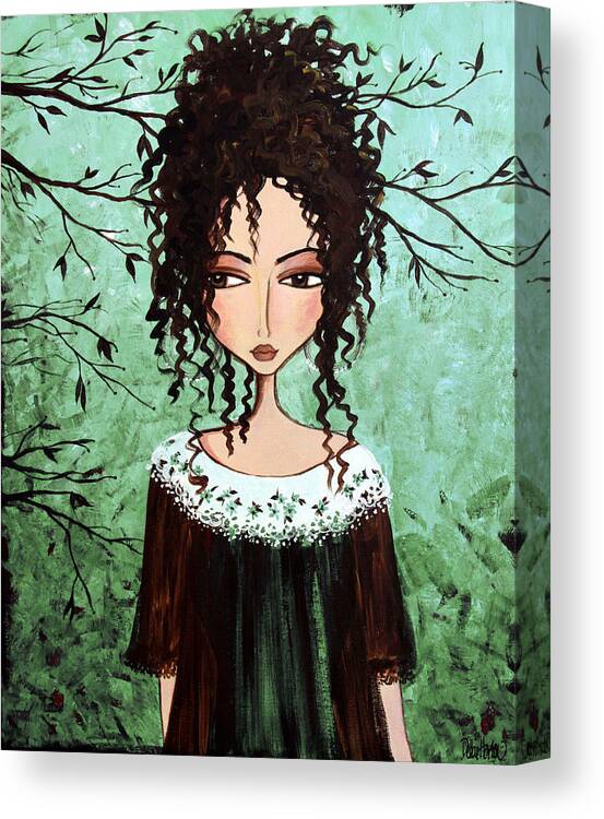 Dark Hair Canvas Print featuring the painting Samantha's Chocolate Tree by Debbie Gallerani