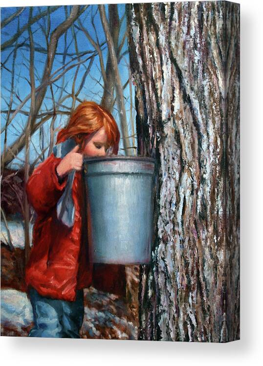 Winter Series Canvas Print featuring the painting Sap Bucket by Marie Witte