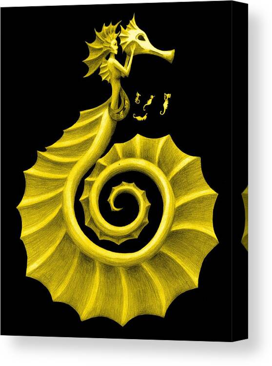 Seahorse Canvas Print featuring the painting Seahorse Amy Gold by Sarah Krafft