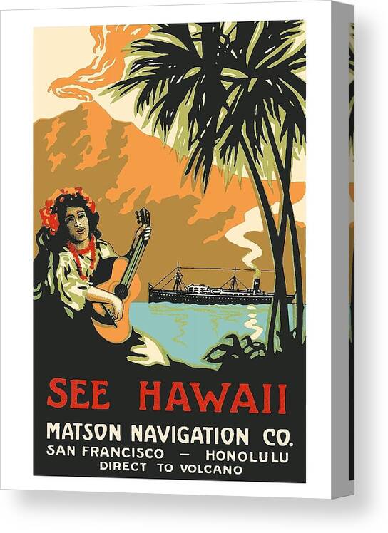 Hawaii Romantic Beautiful Matson Line Vintage Art Prints, Signs, Canvas, More 