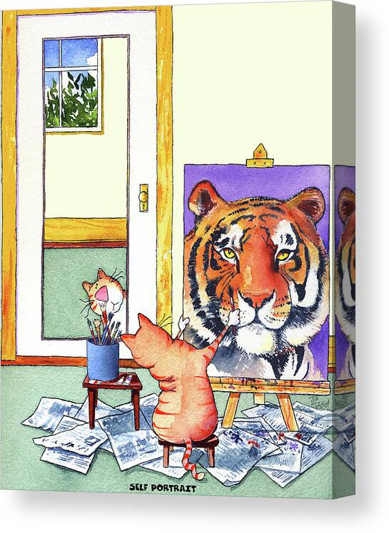 Tiger Canvas Print featuring the painting Self Portrait, Tiger by Jim Tweedy