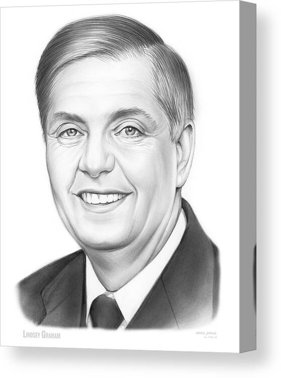 Lindsey Graham Canvas Print featuring the drawing Senator Lindsey Graham by Greg Joens